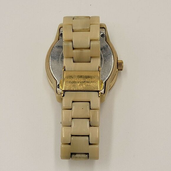 Michael Kors Womens Watch Blonde Tortoise Gold Ceramic Analog Dial Wristwatch - Picture 4 of 4